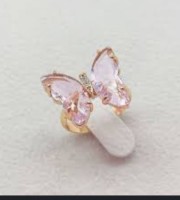 Pink Crystal Butterfly Finger Ring