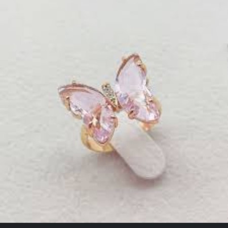 Pink Crystal Butterfly Finger Ring