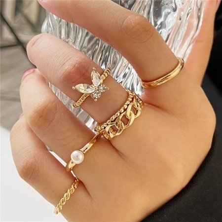 Verious Design Metal Finger Ring 5 pcs